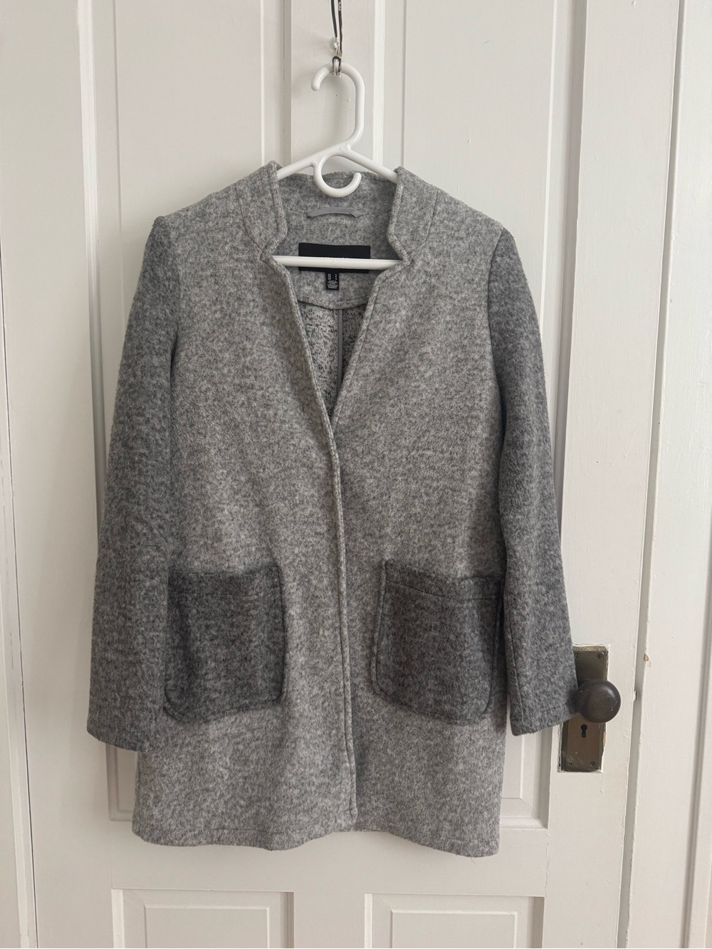 Vero Moda Two-Tone Gray Open Front Wool-Blend Coat